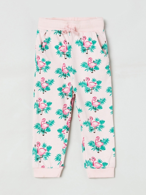 

max Girls Pink & Green Printed Joggers