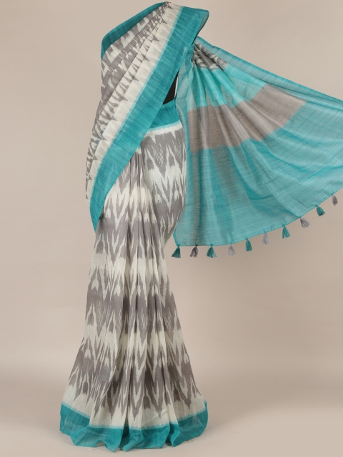 

Pothys Cream-Coloured Printed Jute Silk Saree