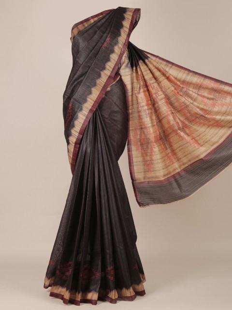 

Pothys Black Woven Design Jute Silk Saree