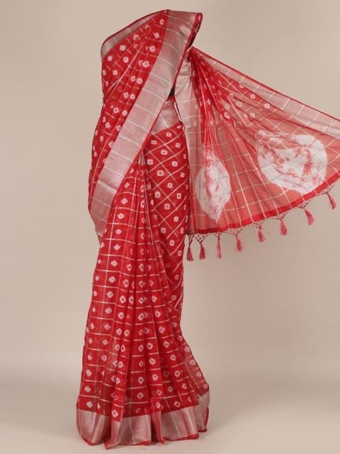 

Pothys Red Woven Design Jute Silk Saree