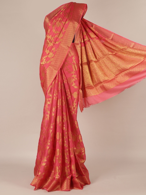 

Pothys Pink Woven Design Poly Georgette Saree