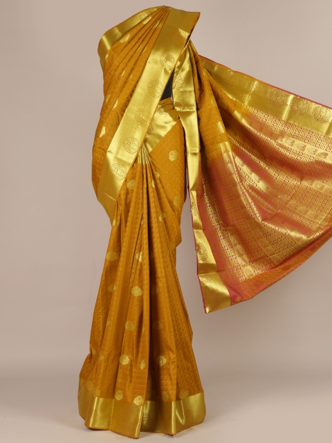 

Pothys Mustard Woven Design Saree with Zari Border