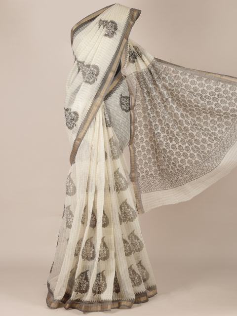 

Pothys Cream-Coloured Woven Design Jute Silk Saree