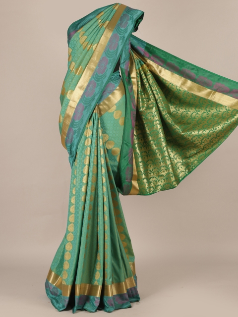 

Pothys Sea Green & Gold-Toned Art Silk Woven Design Saree