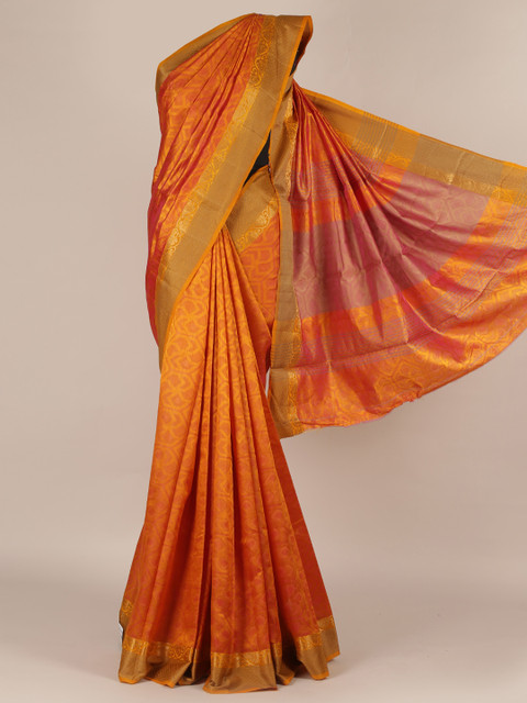 

Pothys Mustard Yellow Printed Jute Silk Saree