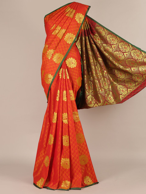 

Pothys Orange Woven Design Art Silk Saree