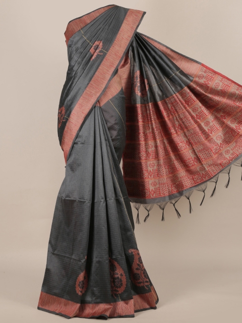 

Pothys Grey Woven Design Jute Silk Saree with Tassel Pallu