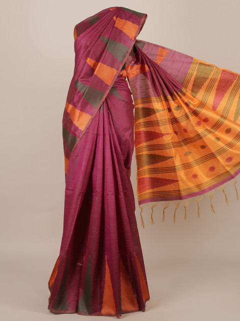 

Pothys Purple & Yellow Jute Silk Woven Design Saree