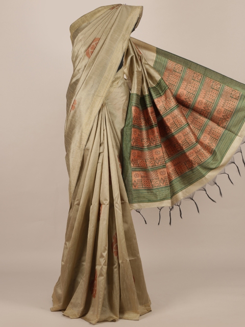 

Pothys Cream-Coloured Woven Design Jute Silk Saree