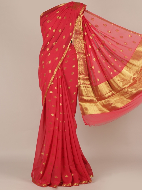 

Pothys Pink & Gold-Coloured Poly Georgette Printed Saree