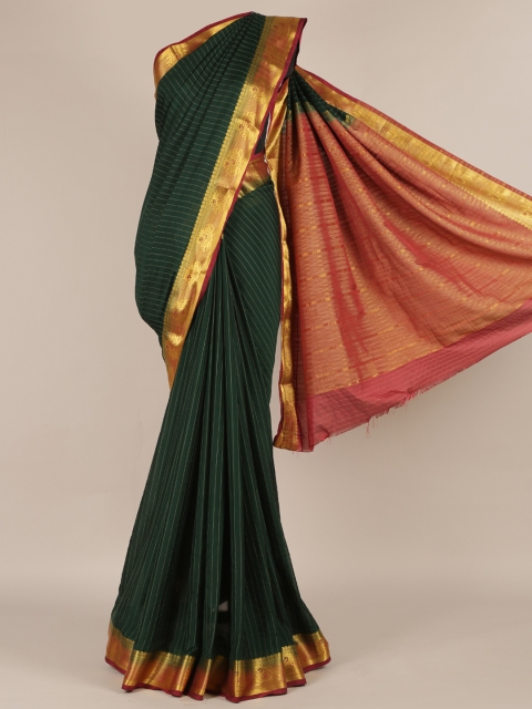 

Pothys Green Striped Poly Georgette Saree