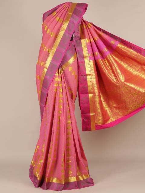 

Pothys Pink & Gold-Toned Art Silk Woven Design Saree