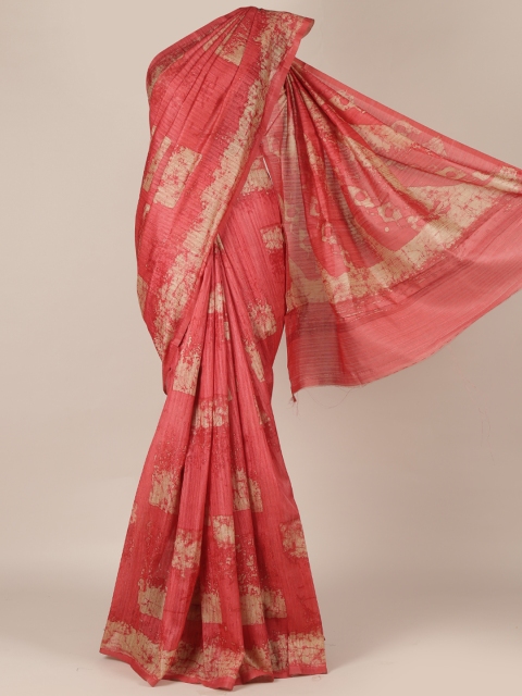 

Pothys Pink Printed Jute Silk Saree