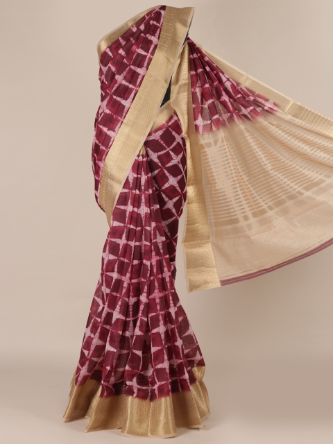 

Pothys Magenta Printed Jute Silk Saree