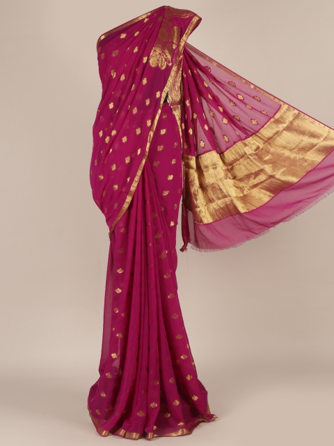 

Pothys Magenta Woven Design Poly Georgette Saree
