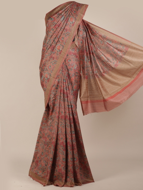 

Pothys Brown Printed Jute Silk Saree