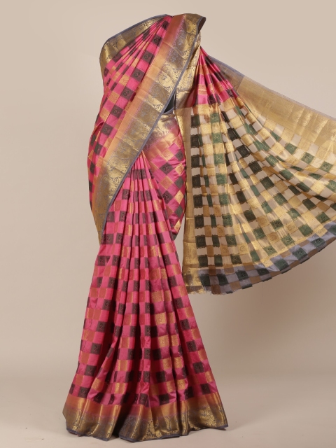 

Pothys Pink Woven Design Jute Silk Saree