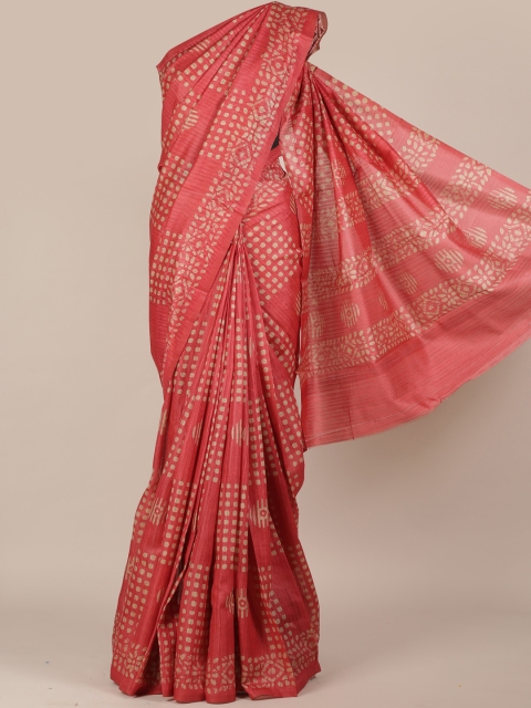 

Pothys Pink & Cream-Coloured Jute Silk Woven Design Saree
