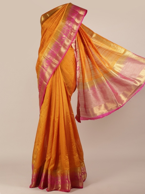 

Pothys Mustard Brown Solid Jute Silk Saree