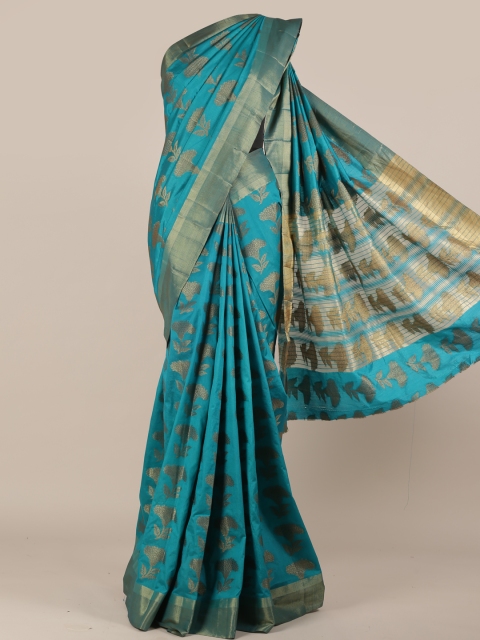 

Pothys Blue Woven Design Jute Silk Saree