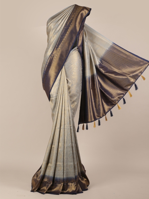 

Pothys Grey Solid Jute Silk Saree