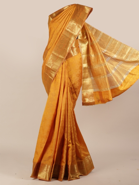 

Pothys Yellow Woven Design Jute Silk Saree