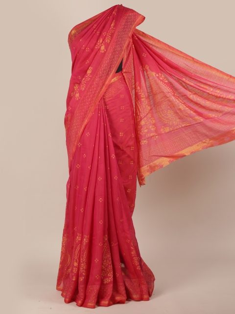 

Pothys Pink Printed Poly Chiffon Saree