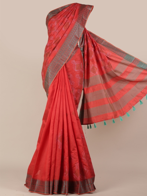 

Pothys Red Woven Design Jute Silk Saree