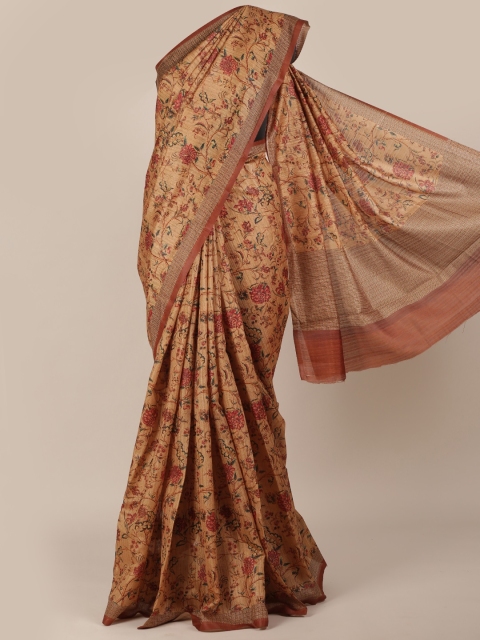

Pothys Brown Printed Jute Silk Saree