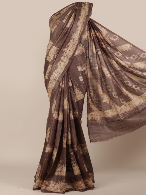 

Pothys Brown & Cream-Coloured Jute Silk Printed Saree