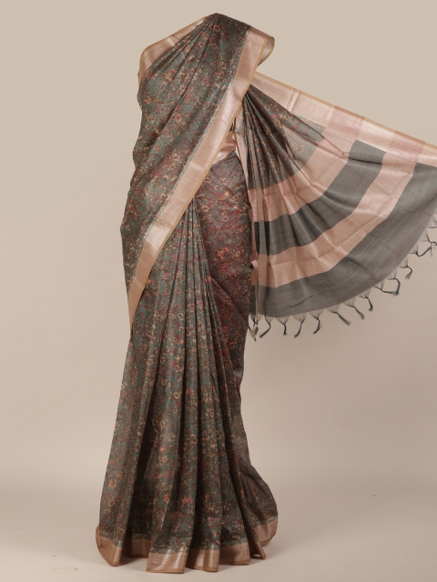 

Pothys Green & Beige Jute Silk Printed Saree
