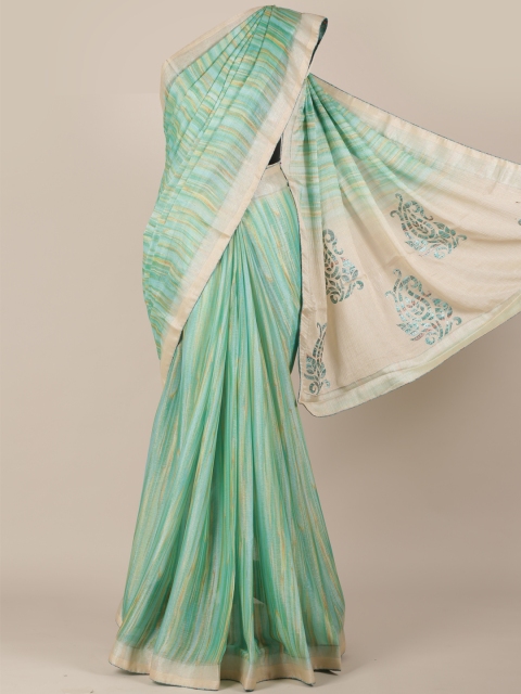 

Pothys Green Woven Design Poly Chiffon Saree