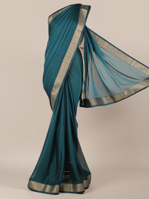 

Pothys Blue Solid Poly Chiffon Saree