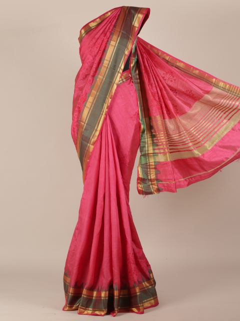 

Pothys Pink & Gold-Toned Jute Silk Embroidered Saree