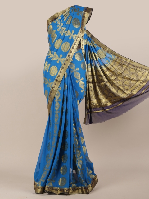 

Pothys Blue Woven Design Poly Georgette Saree