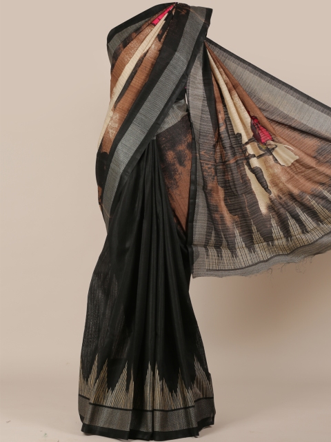 

Pothys Brown & Black Jute Silk Dyed Saree