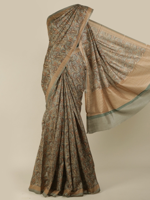 

Pothys Green Printed Jute Silk Saree