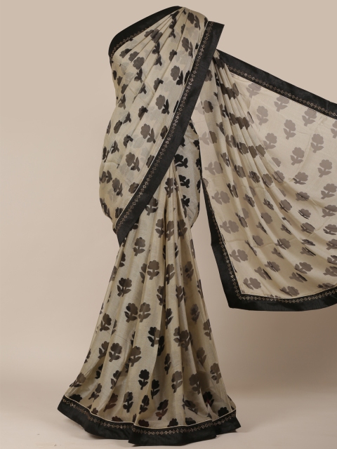 

Pothys Grey Printed Poly Chiffon Saree