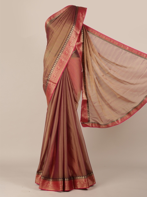 

Pothys Brown & Red Poly Chiffon Solid Saree