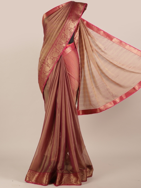 

Pothys Brown & Pink Poly Chiffon Solid Saree
