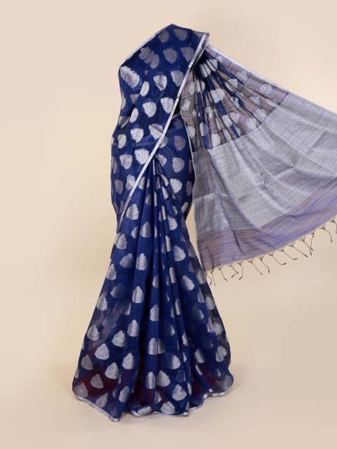 

Pothys Blue Woven Design Cotton Blend Saree