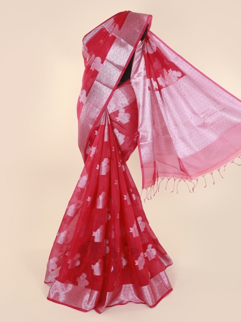 

Pothys Magenta Woven Design Cotton Blend Saree with Zari Border