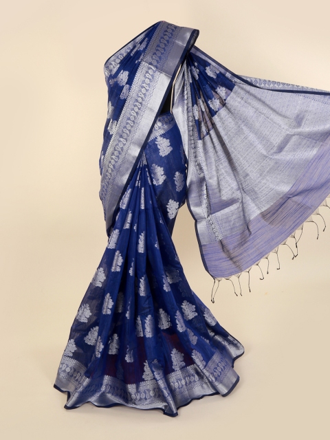 

Pothys Blue Woven Design Cotton Blend Saree