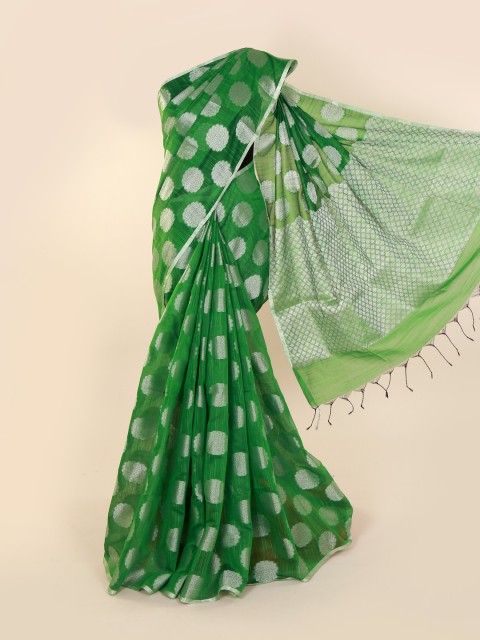 

Pothys Green Woven Design Cotton Blend Saree