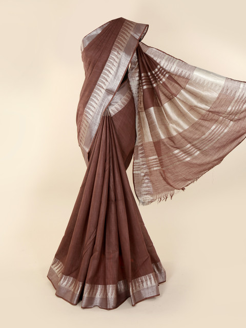 

Pothys Brown Solid Linen Blend Saree