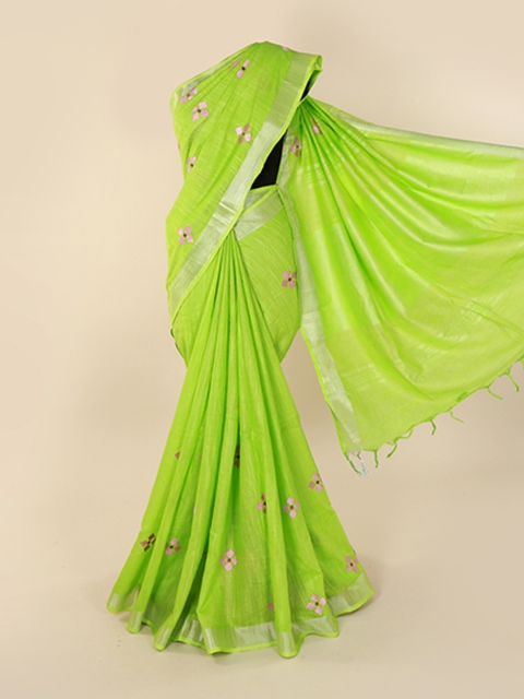 

Pothys Green Woven Design Linen Blend Saree