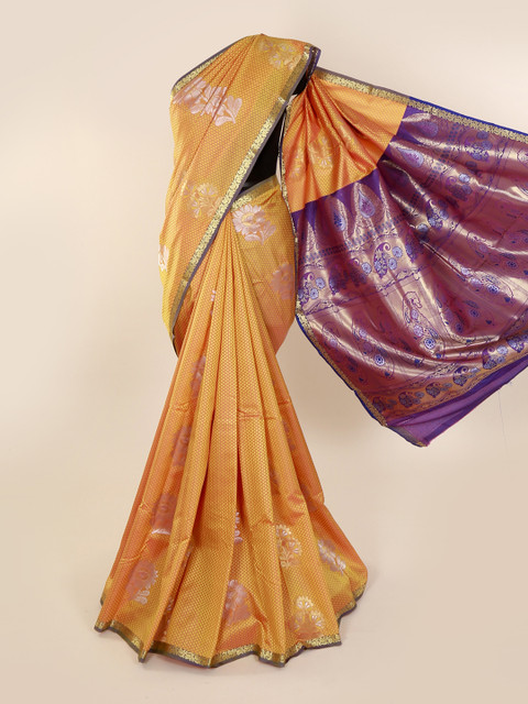 

Pothys Yellow & Navy Blue Art Silk Woven Design Saree