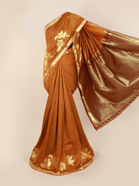 

Pothys Mustard Brown Printed Art Silk Saree
