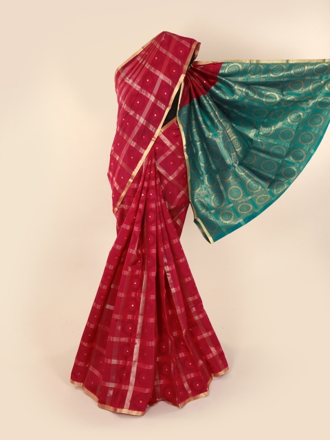 

Pothys Red Checked Art Silk Saree