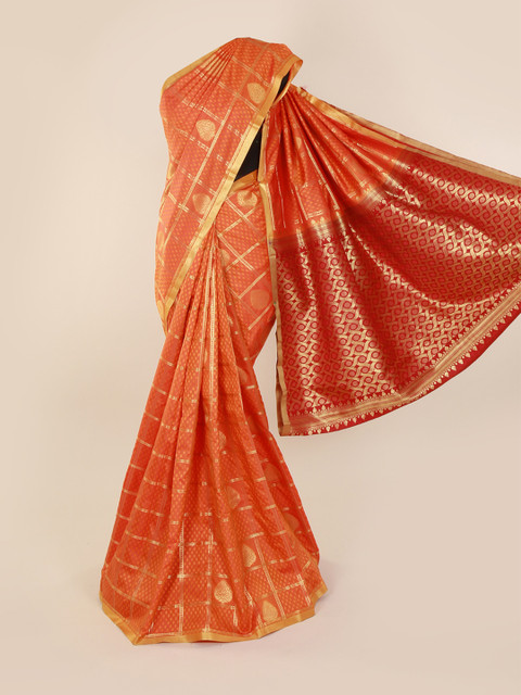 

Pothys Orange Woven Design Art Silk Saree